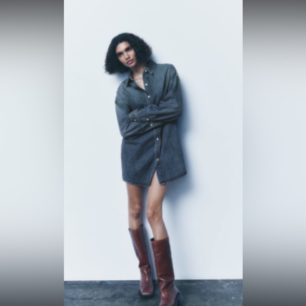 Oversized TRF Zara denim button up shirt dress
